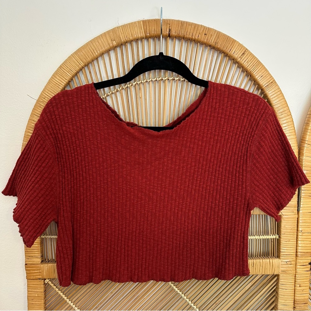 Out From Under Cropped Waffle Top